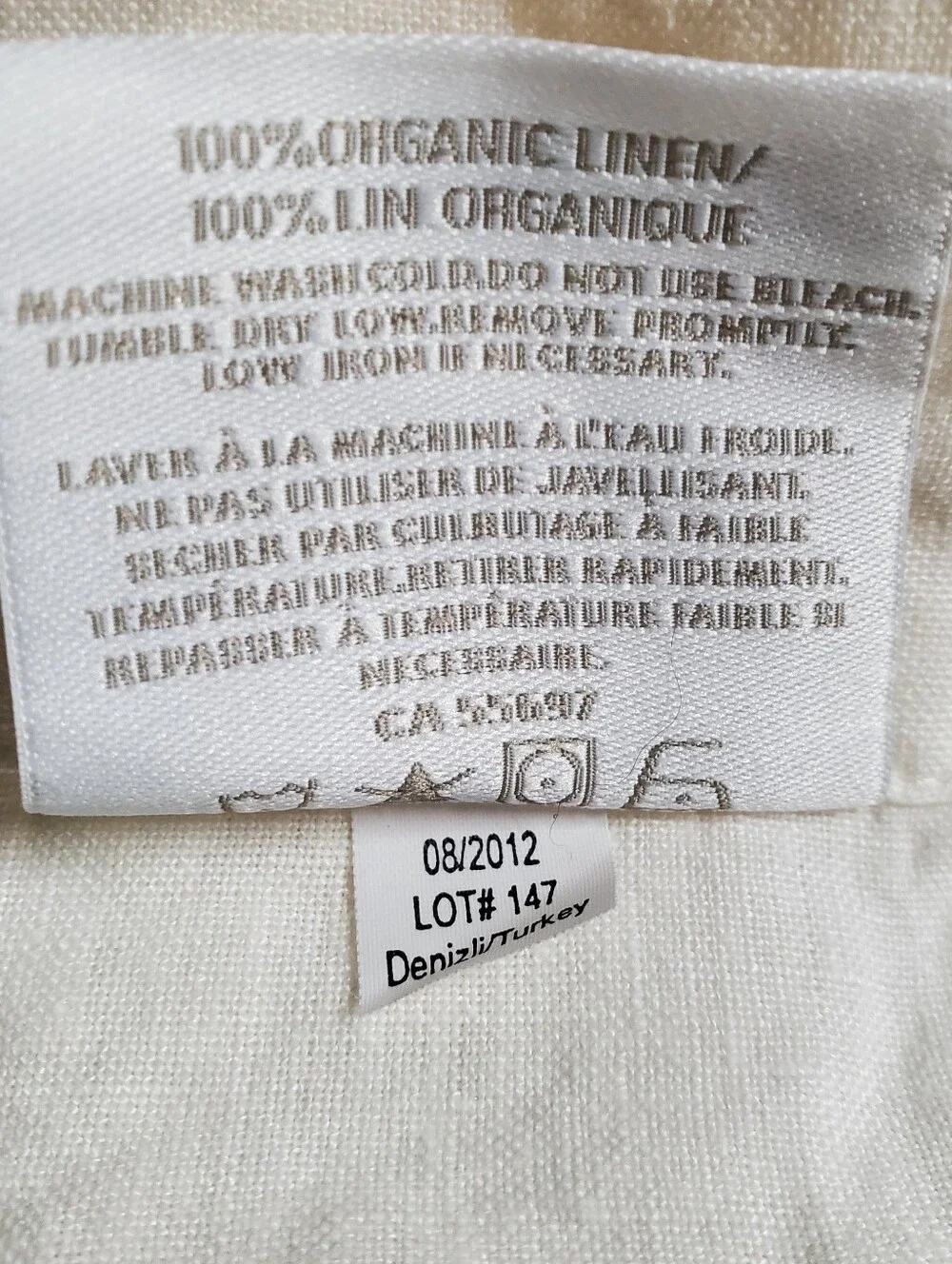Ivory Restoration Hardware Linen Shower Curtain white blue bottom 74